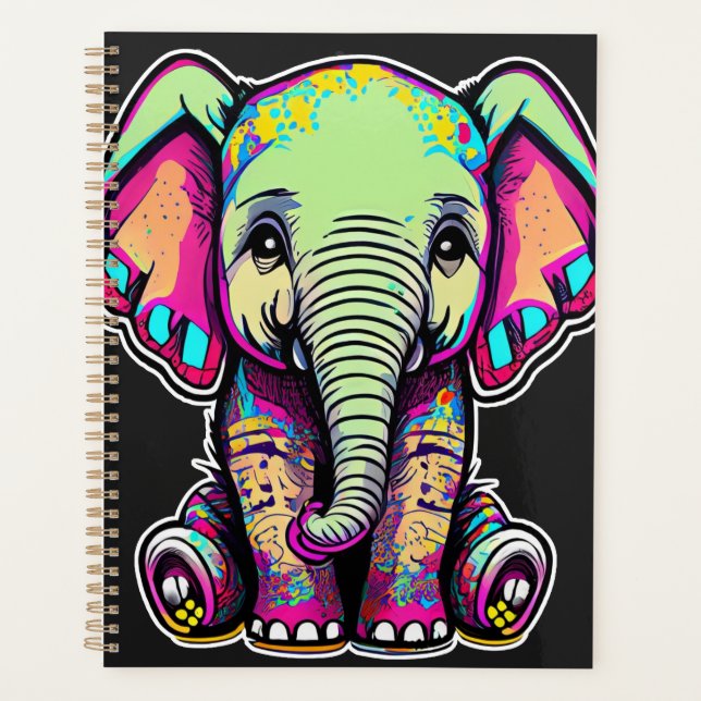 Cute Baby Elephant sitting digital illustration Planner (Front)