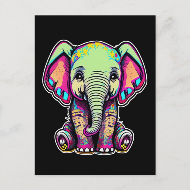 Cute Baby Elephant sitting digital illustration Postcard (Front)