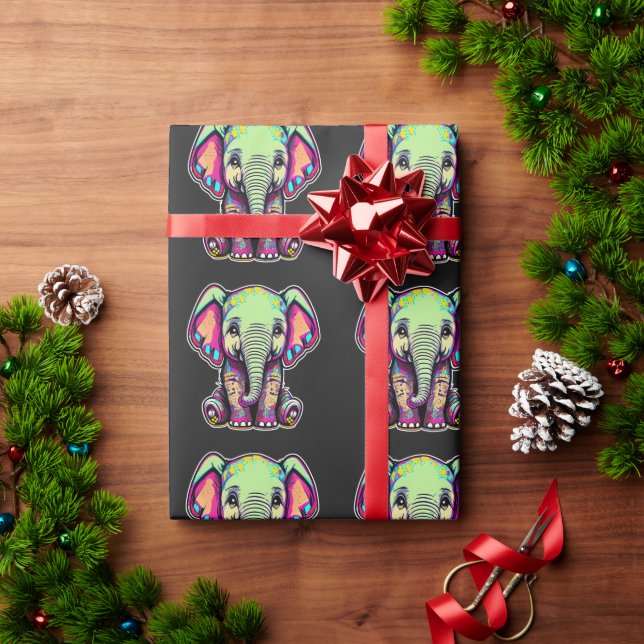 Cute Baby Elephant sitting digital illustration Wrapping Paper (Holiday Gift)