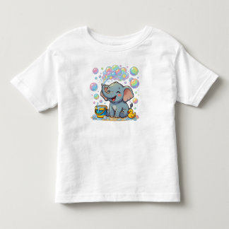 Cute Baby Elephant Spraying Sparkling Soap Bubbles Toddler T-Shirt
