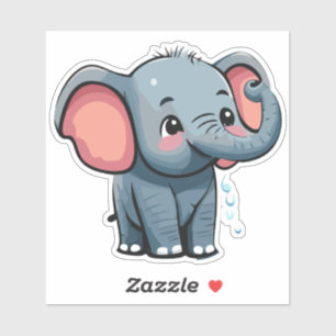 Cute Baby Elephant Spraying Water From Trunk