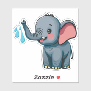 Cute Baby Elephant Spraying Water From Trunk