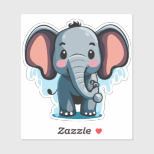 Cute Baby Elephant Spraying Water From Trunk