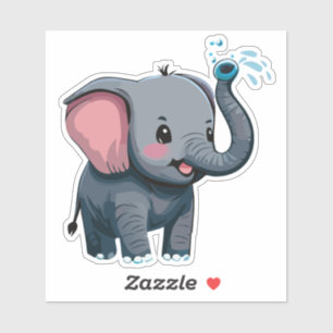 Cute Baby Elephant Spraying Water From Trunk