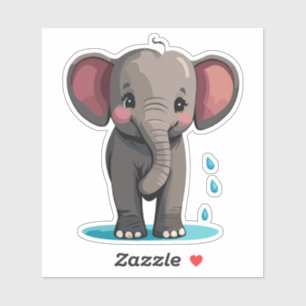 Cute Baby Elephant Spraying Water From Trunk