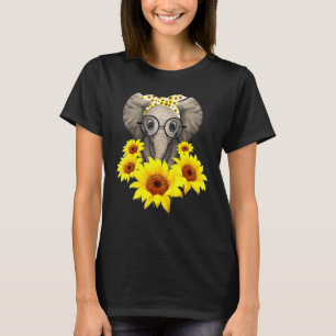 Cute Baby Elephant Sunflower Glasses Elephant T-Shirt