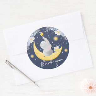 Cute Baby Elephant Thank you Classic Round Sticker