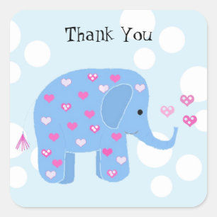 Cute Baby Elephant Thank You Square Sticker