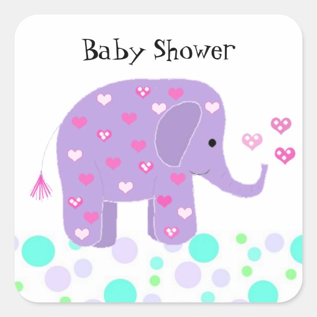 Cute Baby Elephant Thank You Square Sticker (Front)