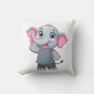 Cute Baby Elephant Throw Pillow