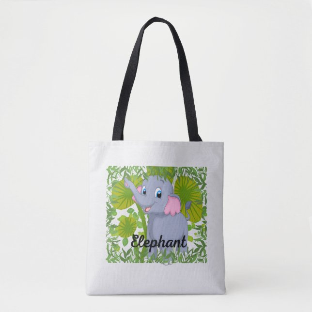 Cute Baby Elephant Tote Bag – Adorable Animal Desi (Front)