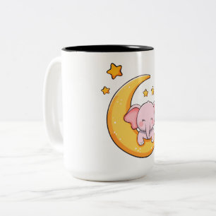 Cute baby elephant Two-Tone coffee mug