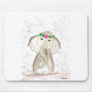 Cute baby elephant watercolor mouse mat