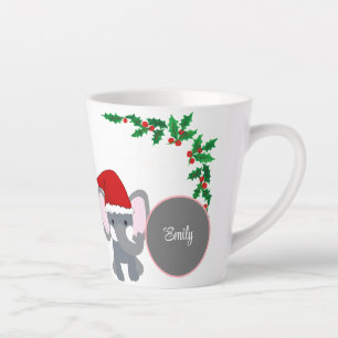 Cute Baby Elephant Wearing A Christmas Hat  Name  Latte Mug