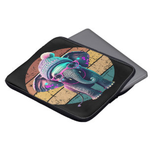 Cute Baby Elephant with Beanie and Pink Glasses Laptop Sleeve