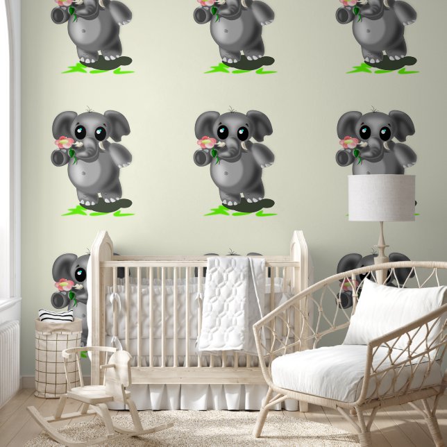 Cute Baby Elephant with Flower Wallpaper (Kids)