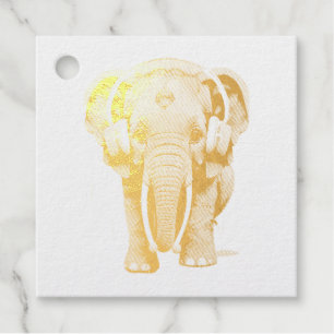 Cute Baby Elephant with Headphones Favour Tags