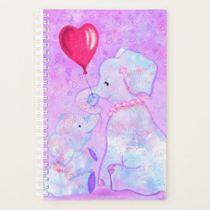 Cute Baby Elephant with Mum Planner