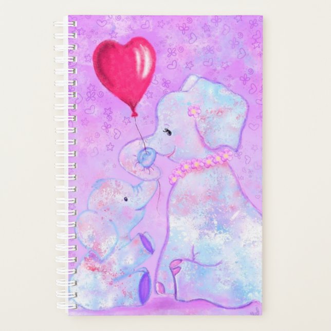 Cute Baby Elephant with Mum Planner (Front)