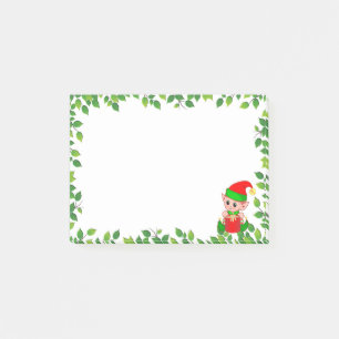 Cute Baby Elf & Green Leaf Frame Post-it Notes