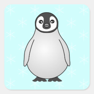 Cute Baby Emperor Penguin Cartoon Square Sticker