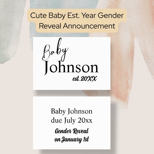 Cute Baby  Est. Year Gender Reveal Announcement (Cute Baby Est. Year Gender Reveal Announcement Cards)