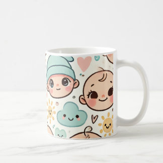 Cute baby face illustration cup