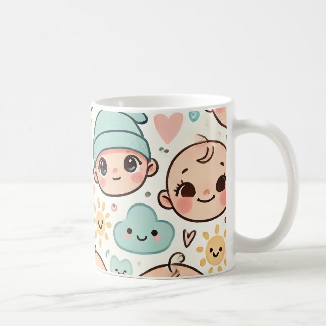 Cute baby face illustration cup (Right)