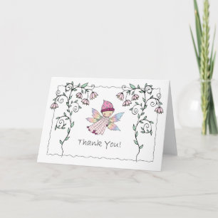 Cute Baby Fairy and Flowers Thank You Card