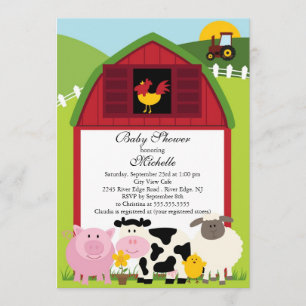 Cute Baby Farm Animals Baby Shower Invitation