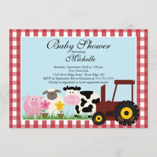 Cute Baby Farm Animals Baby Shower Invitation