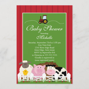 Cute Baby Farm Animals Baby Shower Invitation