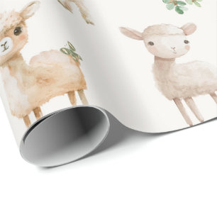 Cute baby farm animals wrapping paper