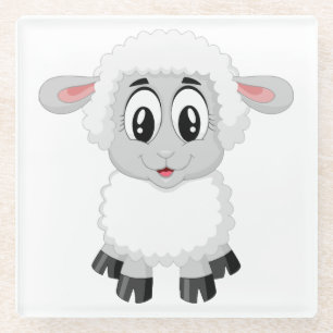Cute Baby Farm Lamb Glass Coaster