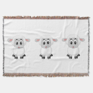 Cute Baby Farm Lamb Throw Blanket