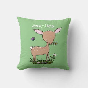 Cute baby fawn cartoon illustration cushion