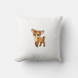 Cute Baby Fawn Cartoon Woodland Deer Nursery Illus Cushion