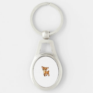 Cute Baby Fawn Cartoon Woodland Deer Nursery Illus Key Ring