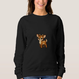 Cute Baby Fawn Cartoon Woodland Deer Nursery Illus Sweatshirt