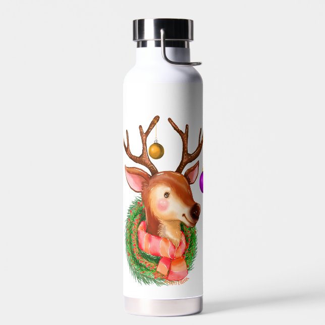 Cute Baby Fawn Christmas Ornaments  Water Bottle (Left)