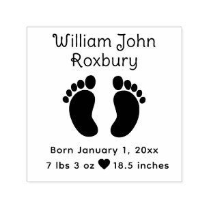 Cute Baby Feet Birth Announcement Details #3 Self-inking Stamp