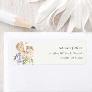 Cute Baby Feet Blue Floral Boy Address