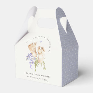 Cute Baby Feet Blue Floral Boy Baby Shower Favour Box