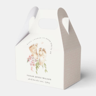 Cute Baby Feet Blush Pink Floral Girl Baby Shower Favour Box