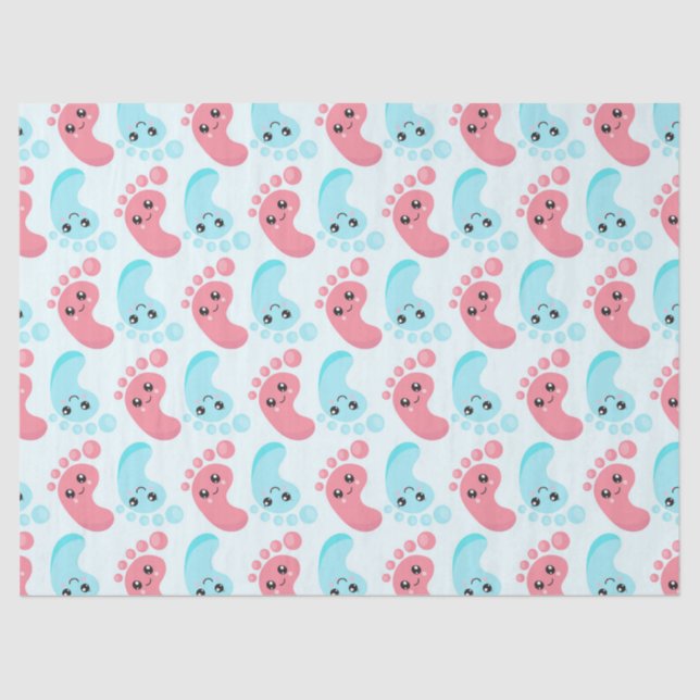 Cute baby feet gender reveal party tissue tissue paper (Front)