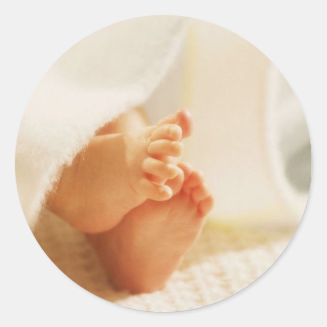 Cute Baby Feet Little Baby Feet Wrapped Blanket Classic Round Sticker (Front)