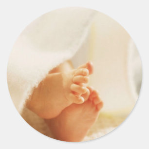 Cute Baby Feet Little Baby Feet Wrapped Blanket Classic Round Sticker