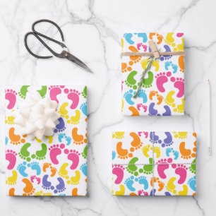 cute baby feet tiled party wrapping paper sheets