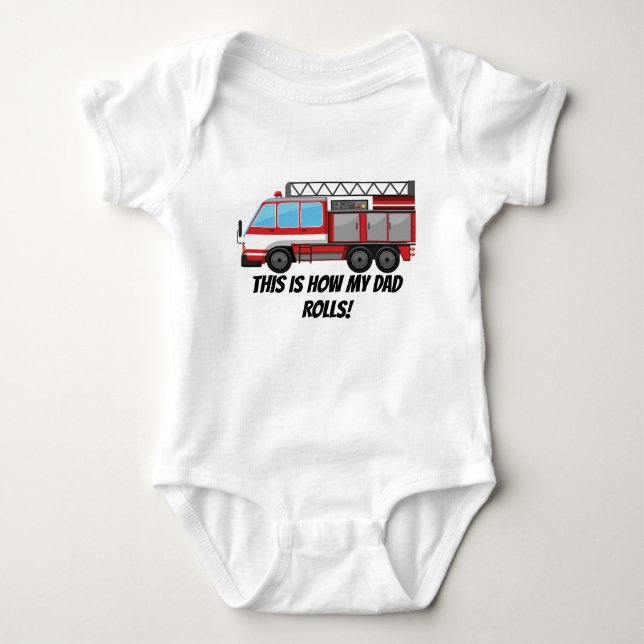Cute baby fireman Dad rolls Bodysuit (Front)