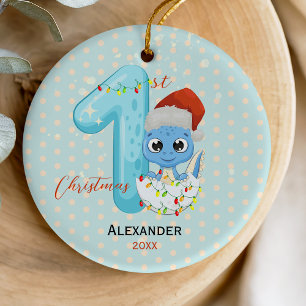 Cute baby first Christmas baby dinosaur Ceramic Tree Decoration